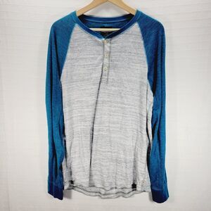 American Eagle Men's Long Sleeve Waffle Knit Raglan Henley Shirt L Large
